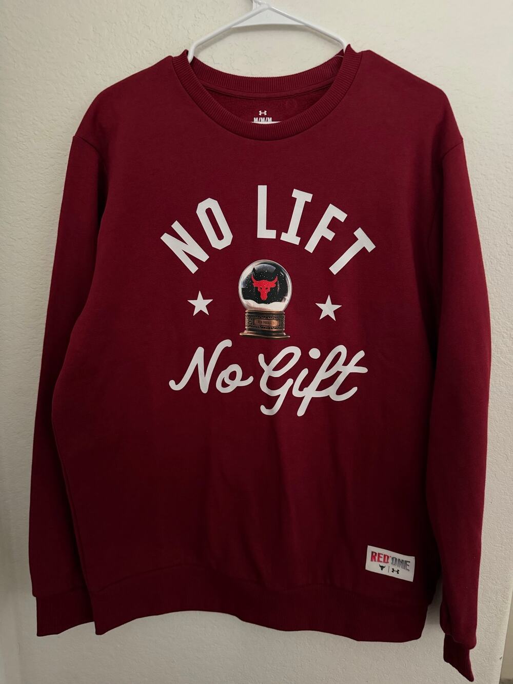 Under Armour Project Rock No Lift No Gift Crewneck Sweatshirt Men’s M Burgundy